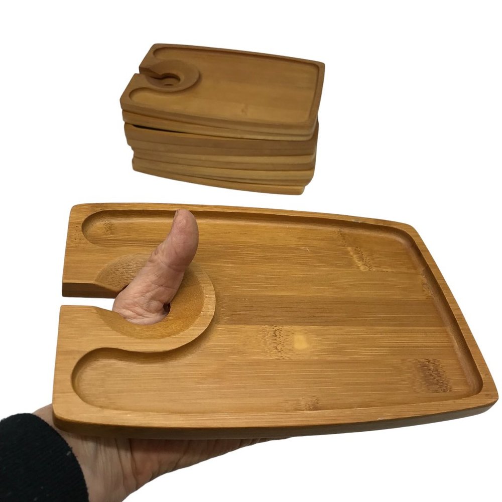 Nordstrom Party Hors d'oeuvres Snack Tray 9"X6" Bamboo Lot of 10
